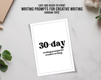 30-day Creative Writing, Printable Writing Prompts, Essay Writing Template, Digital Download PDF
