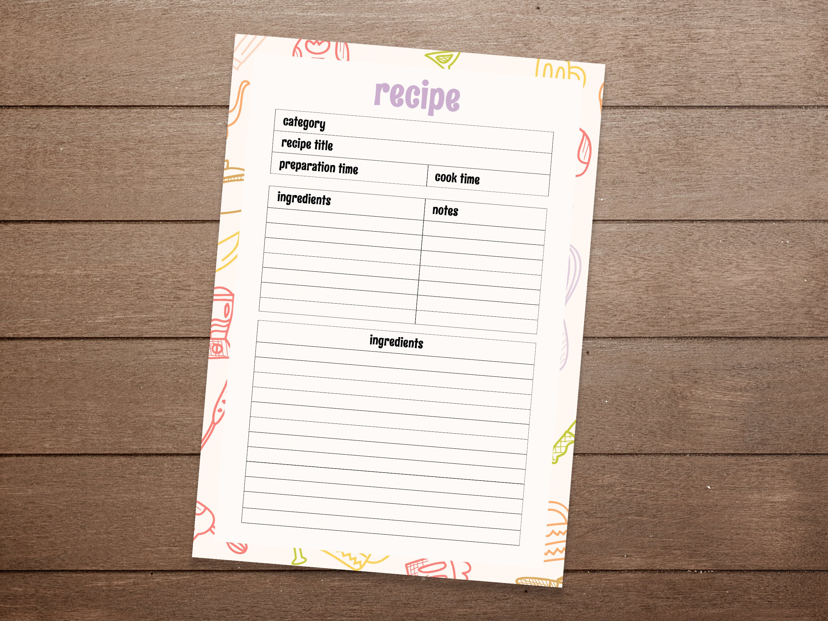 Printable Recipe Binder Pages Recipe Book Template Printable Recipe