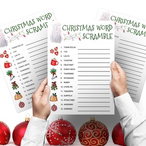 Christmas Word Scramble, Christmas Game Printable, Printable Christmas Game, Family Christmas Game for Kids, PDF Digital Download