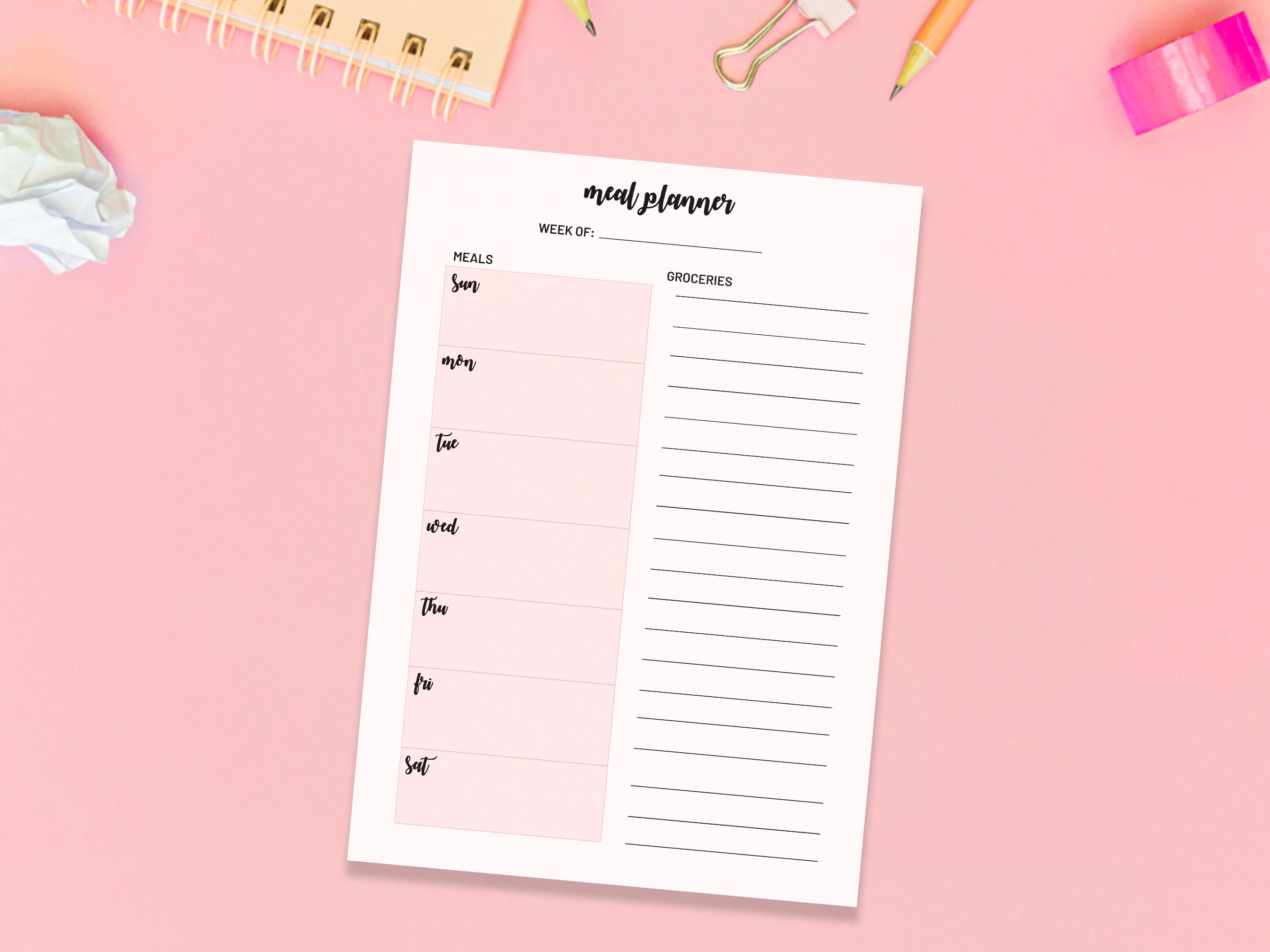 Printable Weekly Meal Planner Digital Planner Mean Plan - Etsy