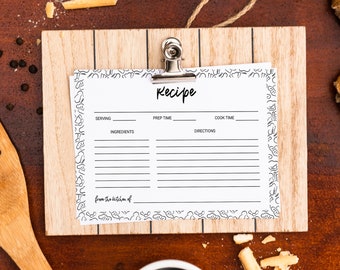 Tarjetas de recetas imprimibles, Diario de recetas 4x6, Plantilla de organizador de cocina, Descarga digital PDF
