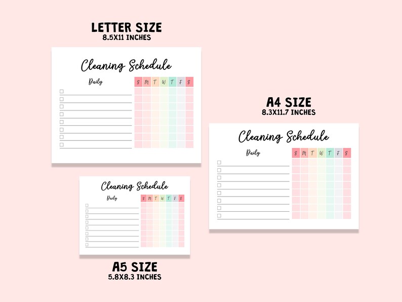 Colorcoded Daily & Weekly Cleaning Schedule, Cleaning Checklist