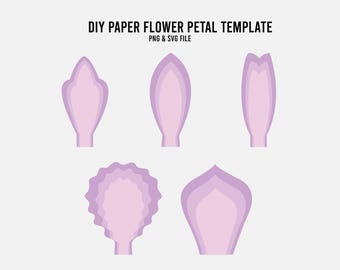 Paper Flower Petal Template, Giant SVG Petal Template, Digital Download PDF