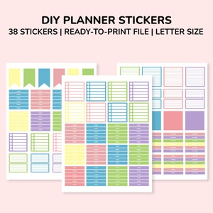 DIY Planner Stickers, Functional Stickers, Planner Sticker Kit, Digital Download PDF