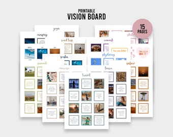Printable Vision Board, Vision Board Bundle Kit, Affirmation and Manifestation Printables, Digital Download PDF