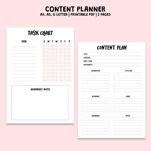 Printable Content Planner, Social Media Content Planner, Printable Planner,  Digital Download PDF