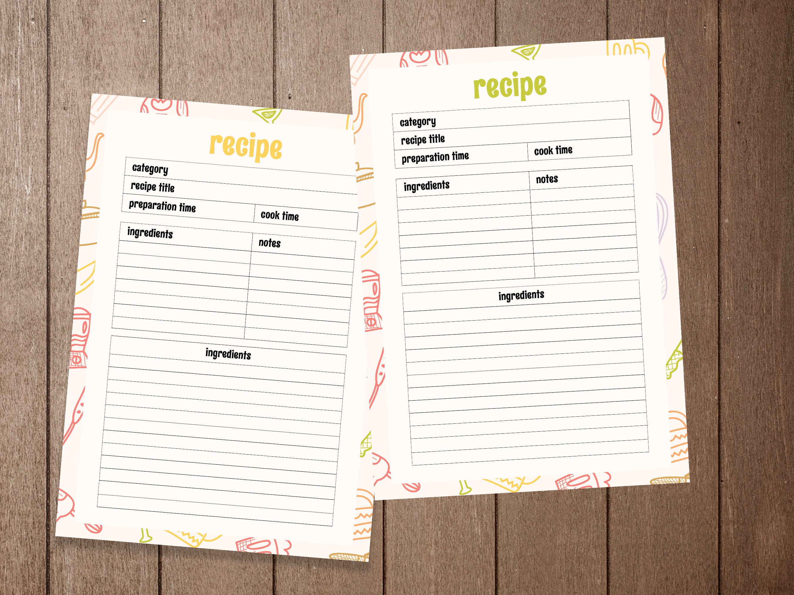 Printable Recipe Binder Pages Recipe Book Template Printable Recipe