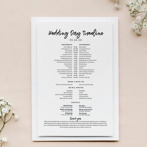 Wedding Day Timeline Schedules, Wedding Itinerary Template, Printable Wedding Checklist, Digital Download PDF