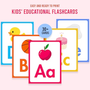Druckbare Kinder Lernkarten, Alphabet Vorschule Karte, Kinder Lernzahlen, digitaler Download PDF