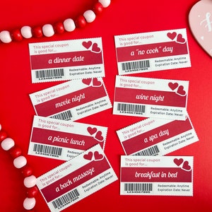 Editable Love Coupons, Valentines Day Coupons, Valentines Day Gift, Love Coupons Printable PDF