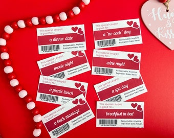 Editable Love Coupons, Valentines Day Coupons, Valentines Day Gift, Love Coupons Printable PDF