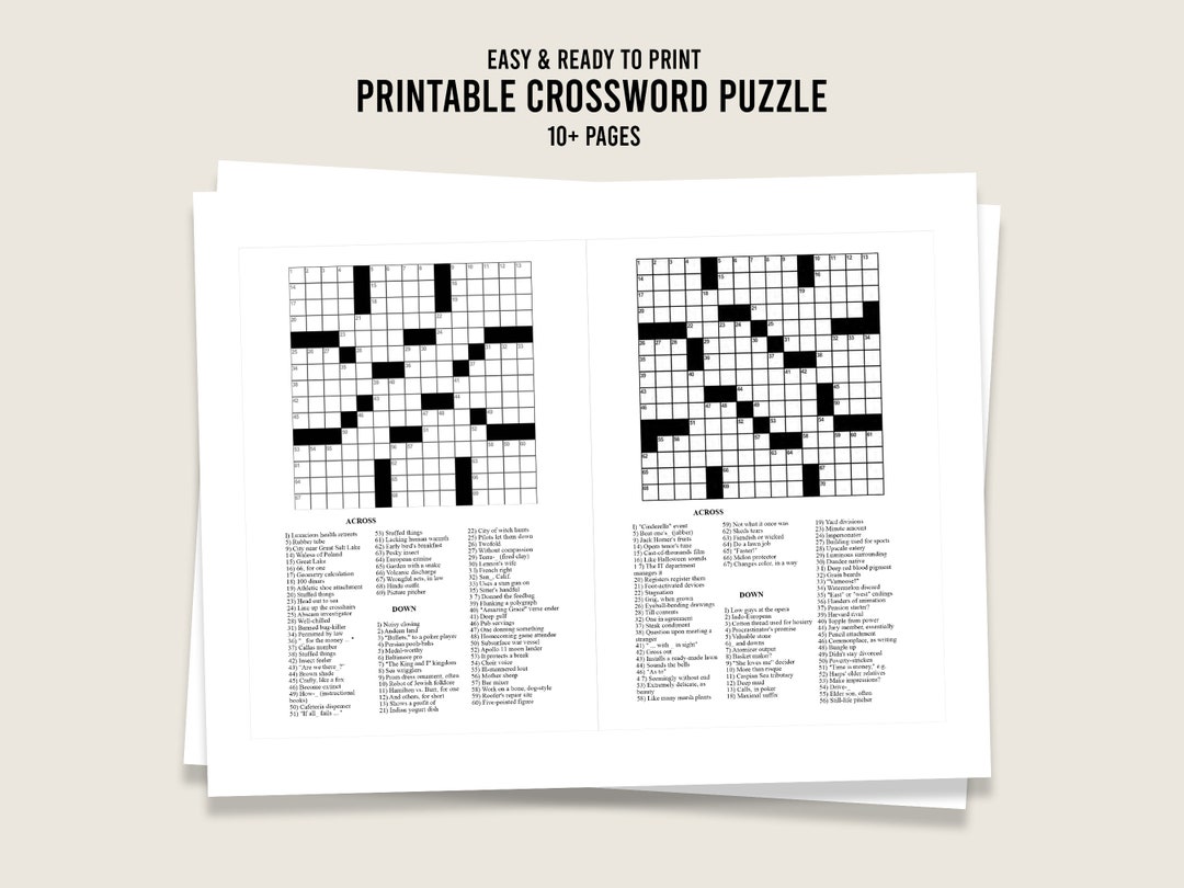Printable Crossword Puzzle, Puzzle Game, 5x7 Puzzle Template, Digital ...