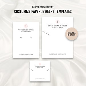 Customize Paper Jewelry Templates, Printable Jewelry Brand Kit, Jewelry Display Card, Digital Download PDF