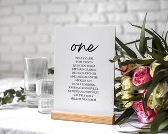 Wedding Table Seating Card, Minimalist Seating Chart Cards, Modern Guest List Template, Digital Download PDF