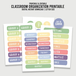 Editable Classroom Organization Printable, Classroom Labels, Elementary ...