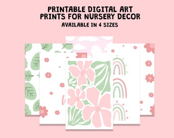 Printable Art Prints for Nursery Decor for Girls, Printable Room Decor, Baby Girl Nursery, Digital Download PDF