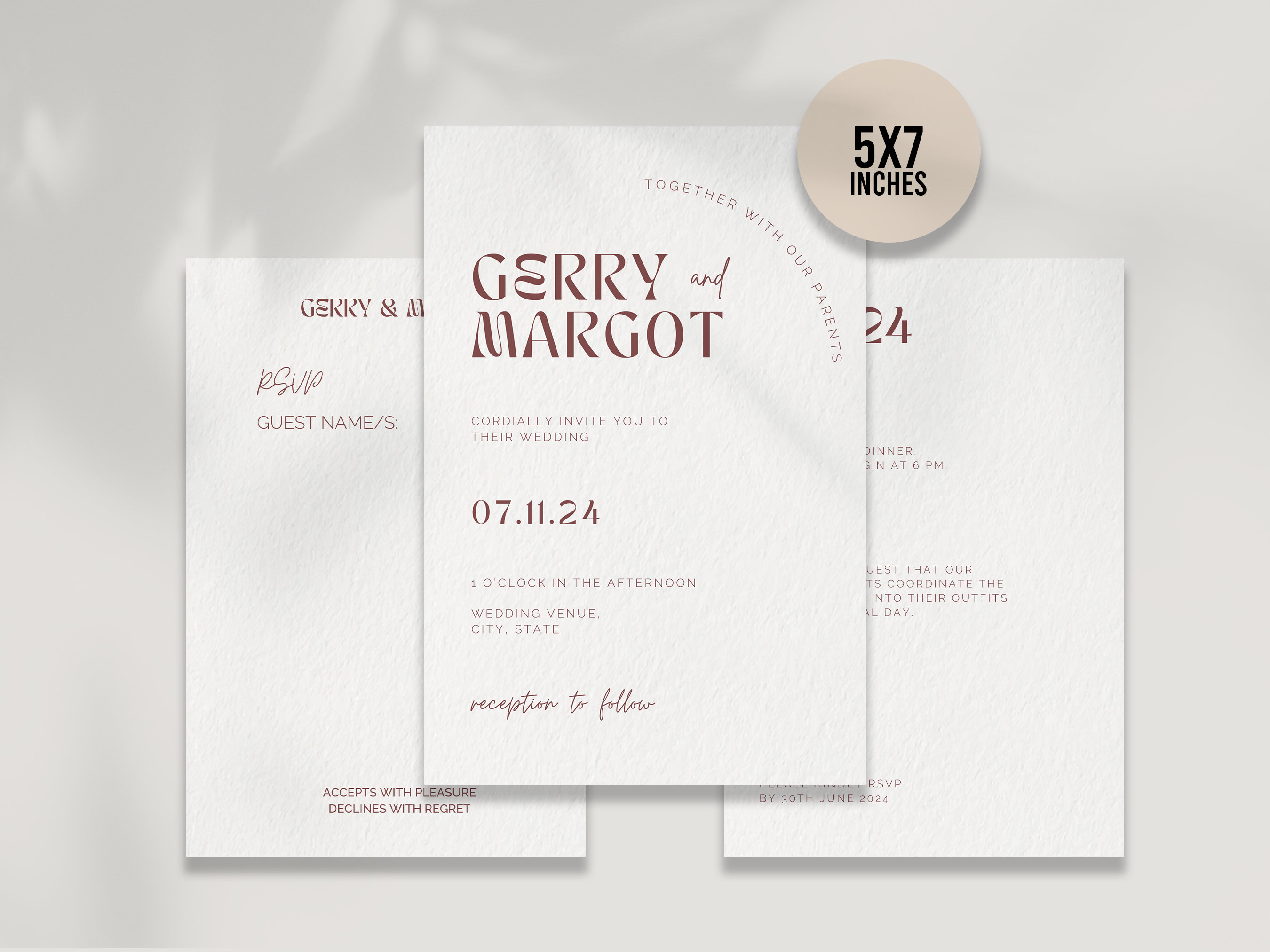 Simple Wedding Invitation Suite, Minimalist Wedding, Minimal Invitation ...