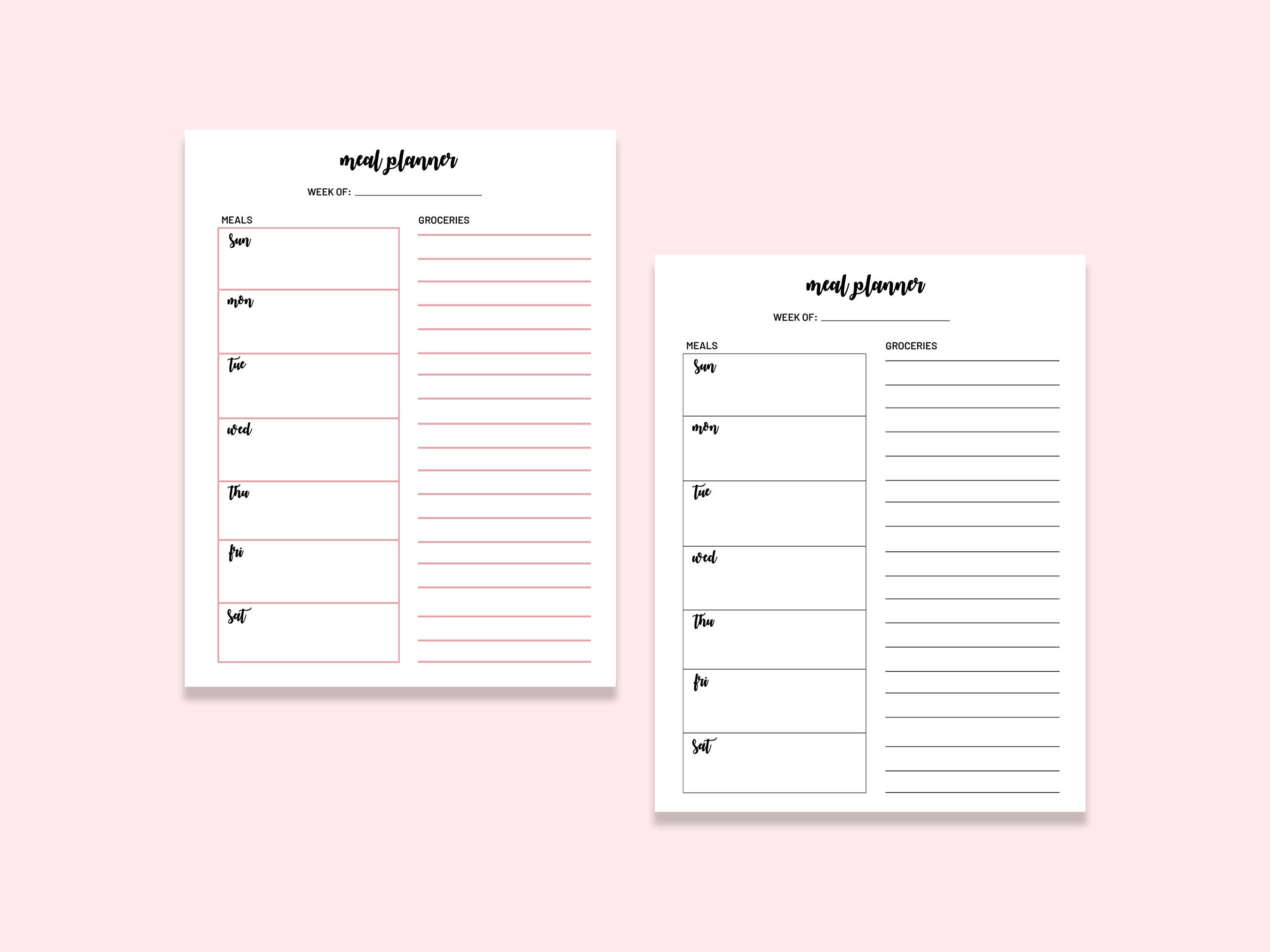 Weekly Printable Meal Planner Meal Planner Meal Plan Template