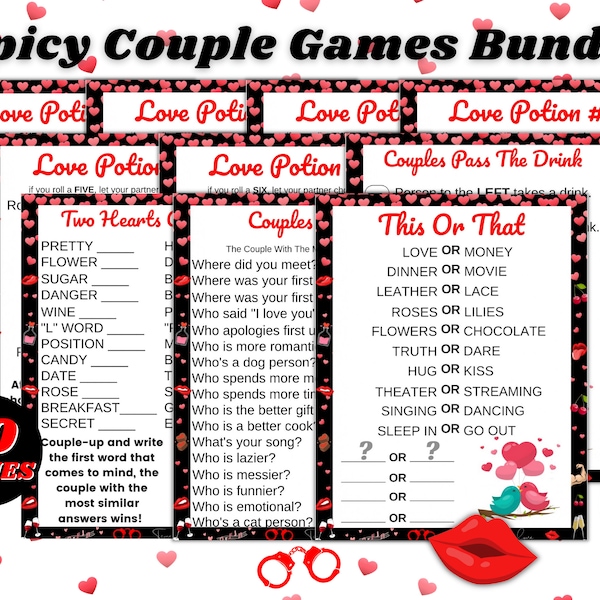 Printable Games for Couples, Adult Couples Games, Fun Shower Games for Couples, PDF Download