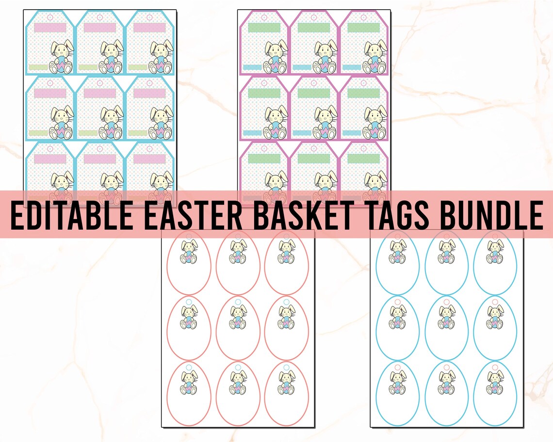 Editable Easter Basket Tags, Personalized Gift Tags for Easter, Easter ...