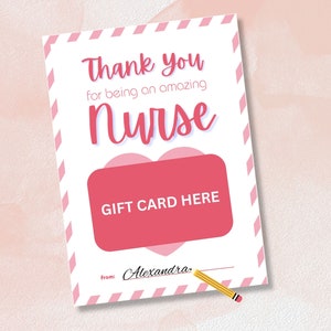 Krankenschwester Wertschätzung Geschenk Kartenhalter, druckbares Geschenk für Krankenschwester, Nurse Week Geschenk