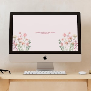 Motivational Quote Laptop Wallpaper, Floral Desktop Screensaver, Positive Affirmation Wallpaper Quotes, Digital Download PDF
