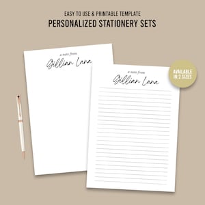 Conjunto de papelaria personalizado, notas personalizadas, conjunto de escrita de cartas, download digital de PDF