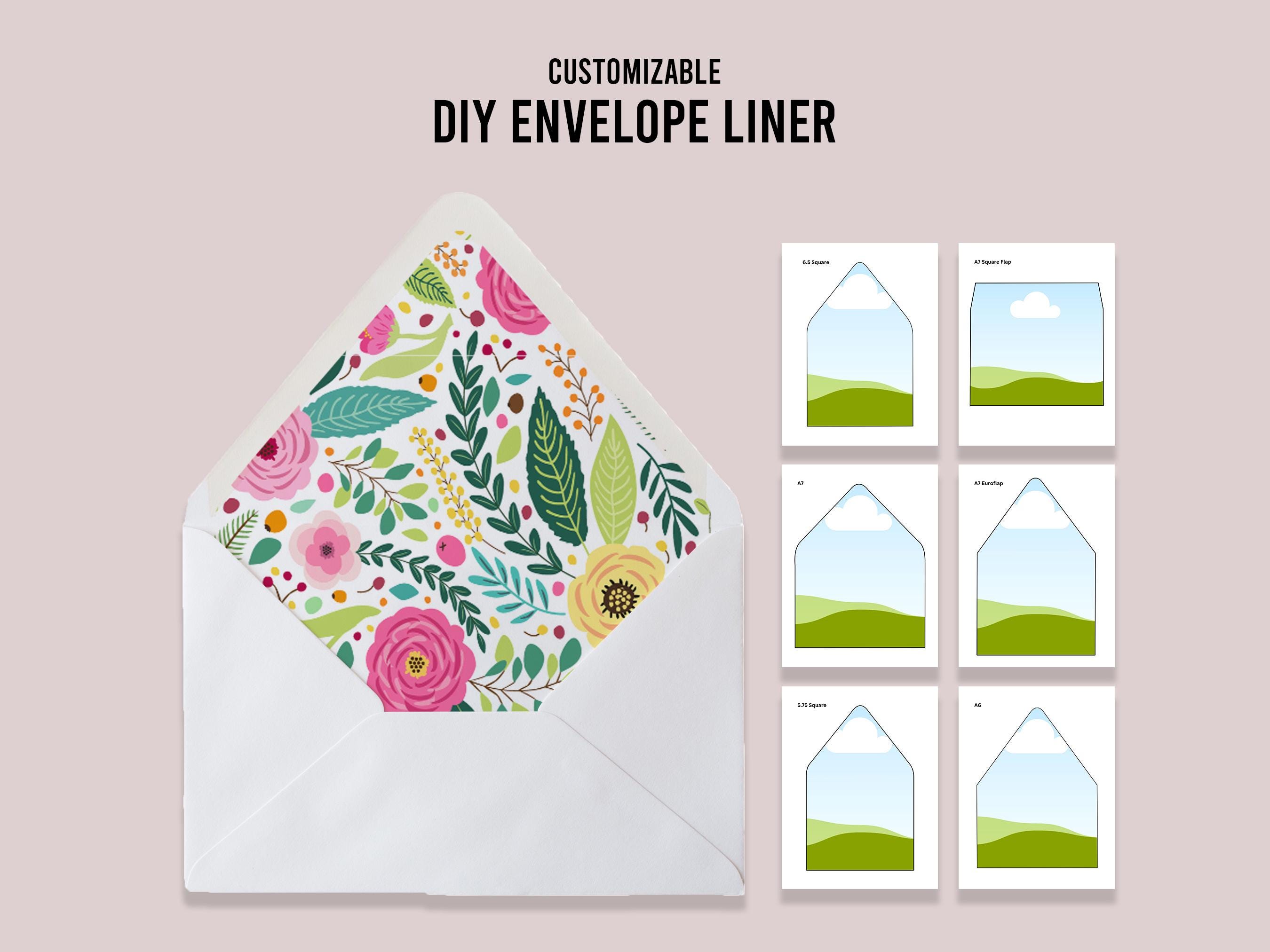 DIY Wedding Envelope Liners, Fully Customized Envelope Liner, Printable Template, Digital Download PDF