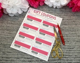 Editable Gift Coupons, Printable Gift, Gift Coupons PDF