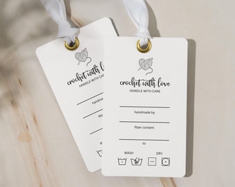 Knitting and Crochet Gift Labels, Handmade Printable Tag, Editable Tag Template, Digital Download PDF
