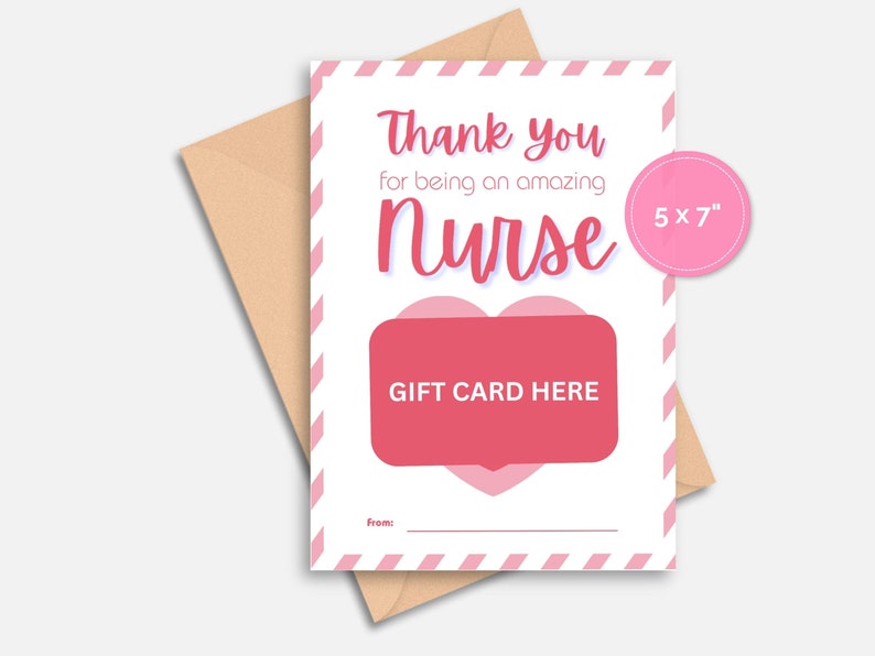 Nurse Appreciation Gift Card Holder, Printable Gift for Nurse, Nurse