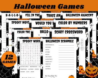 Halloween Games Bundle, October Kids Printable Games, Digital Download PDF