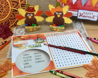 Thanksgiving Word Search Placemat, Thanksgiving for Kids, Thanksgiving Placemat, Printable PDF