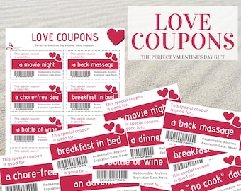 Liebesgutscheine, Valentinstagsgutscheine, Valentinstagsgeschenk, Liebesgutscheine PDF-Download