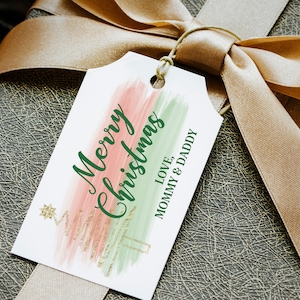Editable Christmas Gift Tags, Personalized Merry Christmas Tags, Digital Download PDF