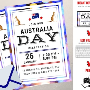 Australia Day Invitation, Australia Day Invite, Editable Australia Day Invite, Australia Day Printable PDF