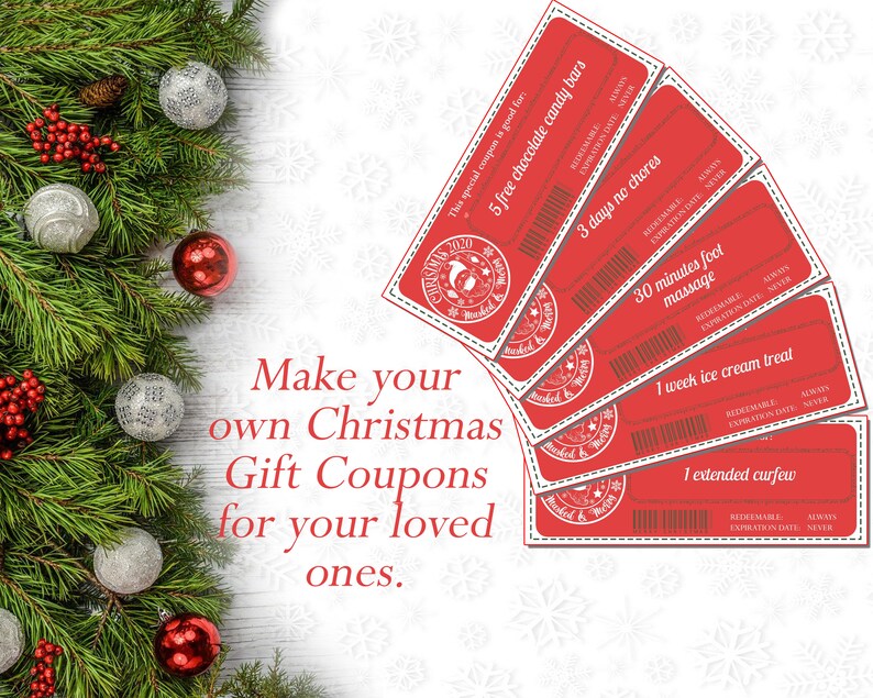 Editable Christmas Coupons, Printable Christmas Vouchers Gift