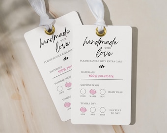 Customizable Knitting and Crochet Tags, Printable Handmade Tag, Care Instruction, Digital Download PDF