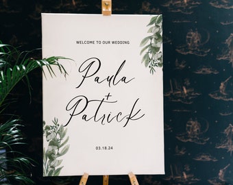 Customizable Wedding Sign, Minimalist Wedding Welcome Signage, Editable 16x20 Wedding Poster, Digital Download PDF