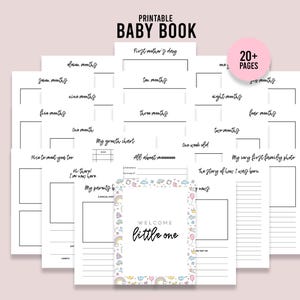 Erinnerungs-Baby-Buchvorlage, druckbares minimalistisches Babyjournal, Baby-Andenken-Vorlage, digitaler Download PDF