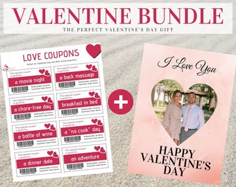 Tarjeta de San Valentín personalizada con cupones de amor, paquete de San Valentín, cupones de amor, tarjeta de San Valentín editable, tarjeta de San Valentín PDF