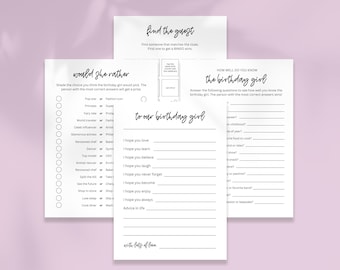 Printable Party Games for Her, Birthday Games, Games for Adults, Digital Download PDF