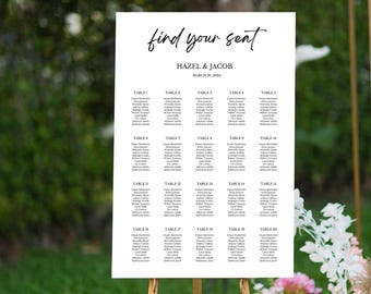 Wedding Seating Chart, Editable Portrait Seating Board, Modern Guest List Template, Digital Download PDF