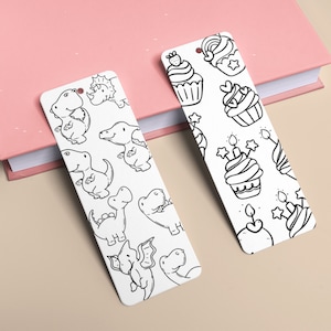 Printable Coloring Bookmark for Kids, Bookmark Set, Bookmarks to Print, Digital Download PDF