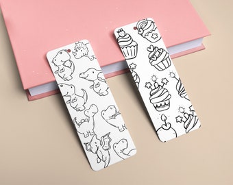 Printable Coloring Bookmark for Kids, Bookmark Set, Bookmarks to Print, Digital Download PDF