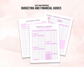 Budgeting and Financial Guides, Printable Budget Planner, Financial Goal Template, Digital Download PDF