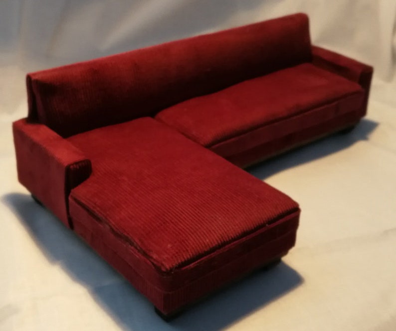 Couch Red Small Texture Corduroy Fabric Etsy