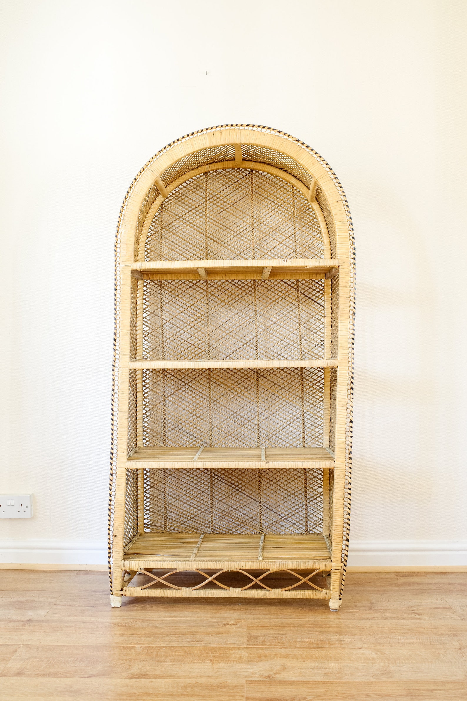 Wicker 4 Tier Shelving Unit Rattan Arched Shelves Bamboo Etsy