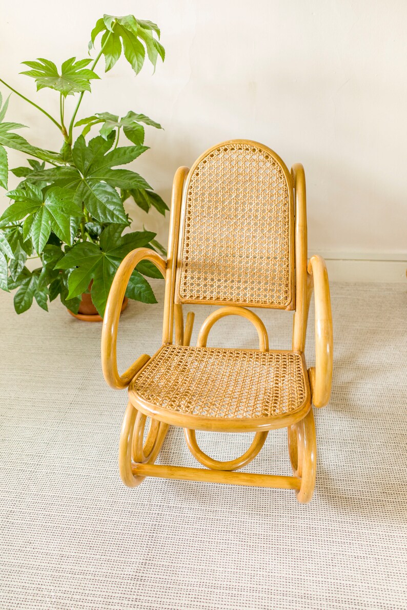 Child Bamboo Wicker Rocking Chair For Age 2 8 years / Boho Etsy