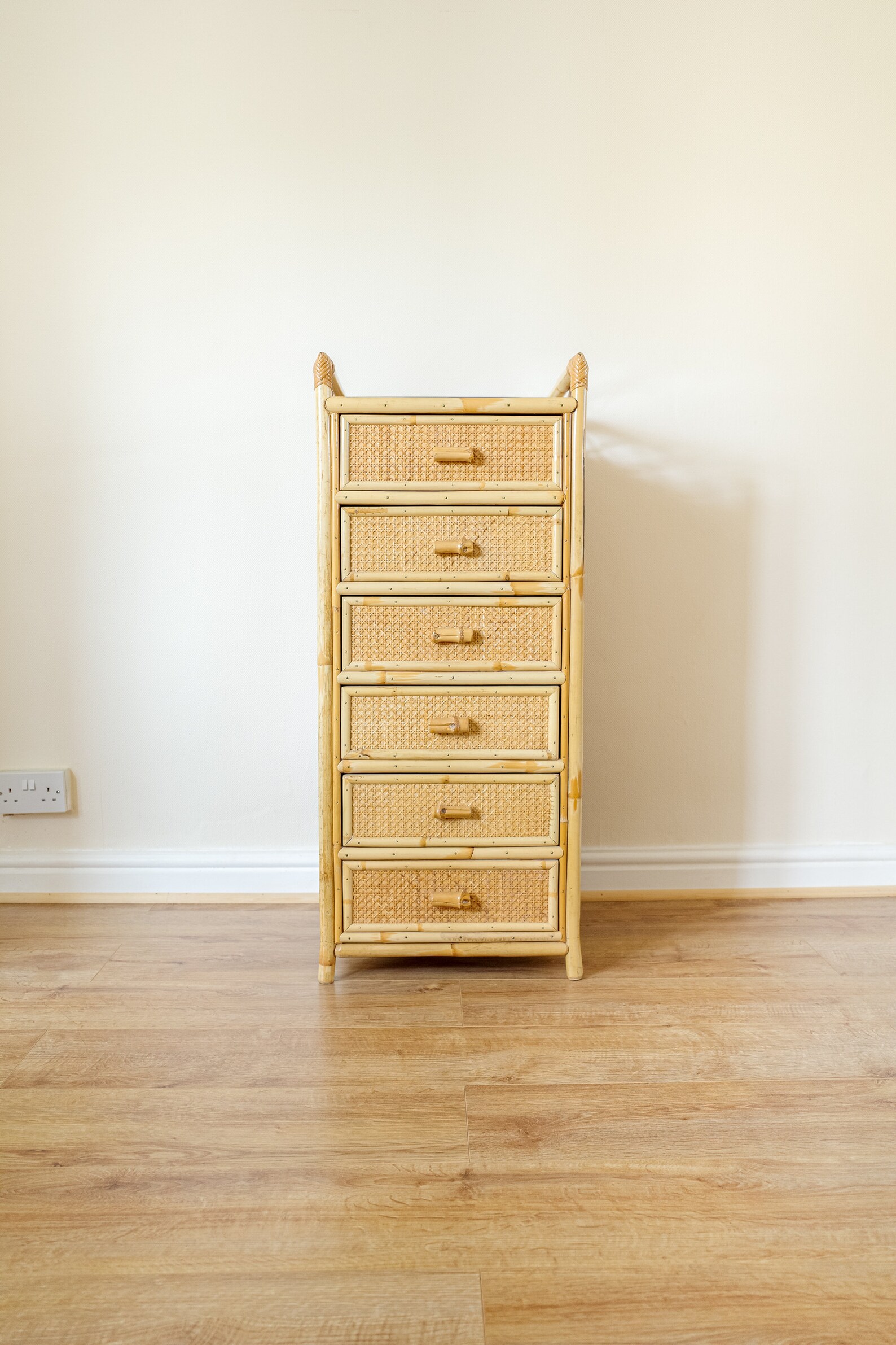 Rattan Glass Top Tallboy by Angraves Wicker Chest of Drawers Etsy